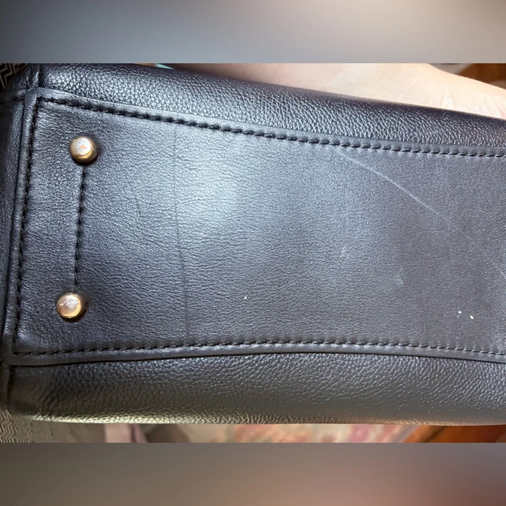 Black Coach Grace satchel with gold dowel accents - wear or repair style B1957 - Picture 9 of 12